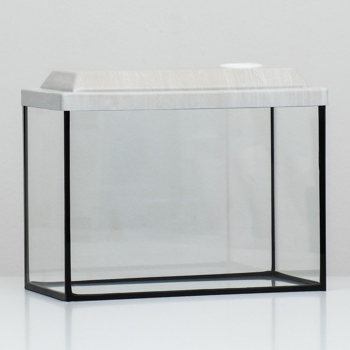 Аквариум "Прямоугольный" с крышкой, 15 литров, 34 x 17 x 25/30 см, беленый дуб