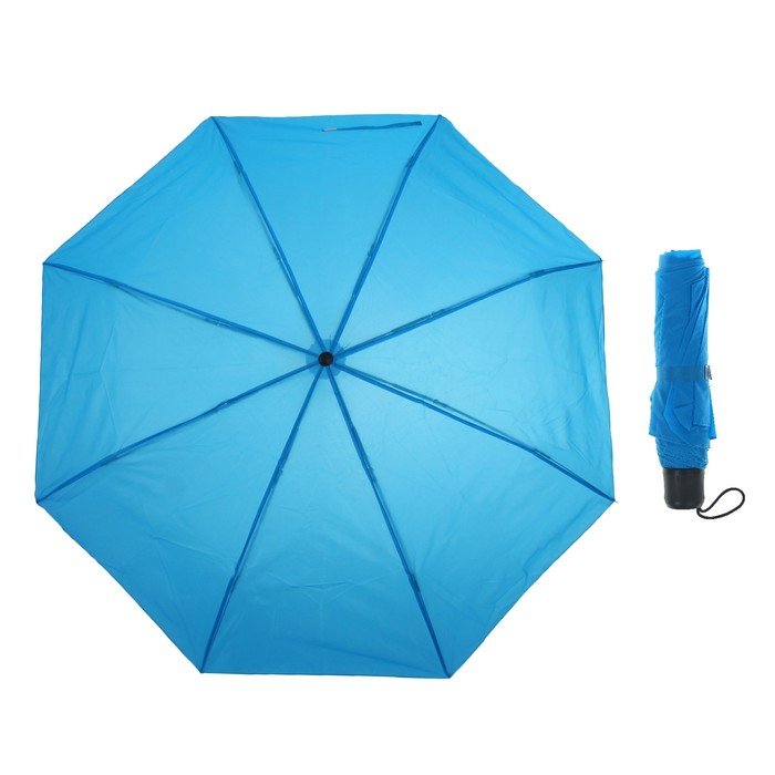 Зонт механический Однотонный, R=48см, цвет синий