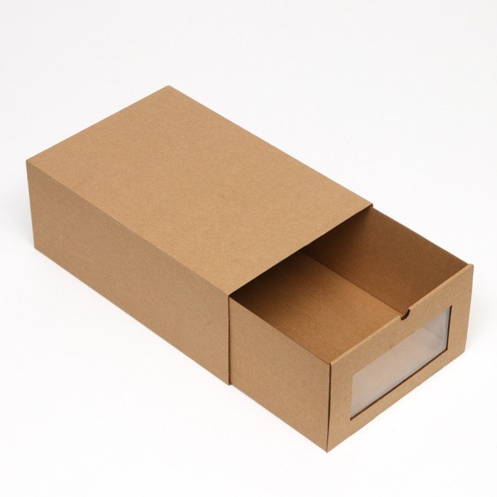 Коробка пенал для обуви, бурая, 35 х 23,5 х 13,5 см  набор 5 шт