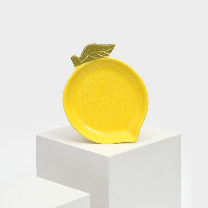 Тарелка керамическая "Лимон", плоская, желтая, 19 см, 1 сорт, Иран